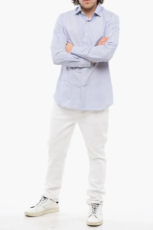 Camicia in Popeline di Cotone a Righe Halo>Laboratorio del Carmine Outlet