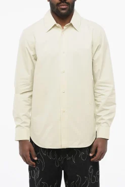 Camicia in Popeline di Cotone con Collo Francese>Burberry Hot