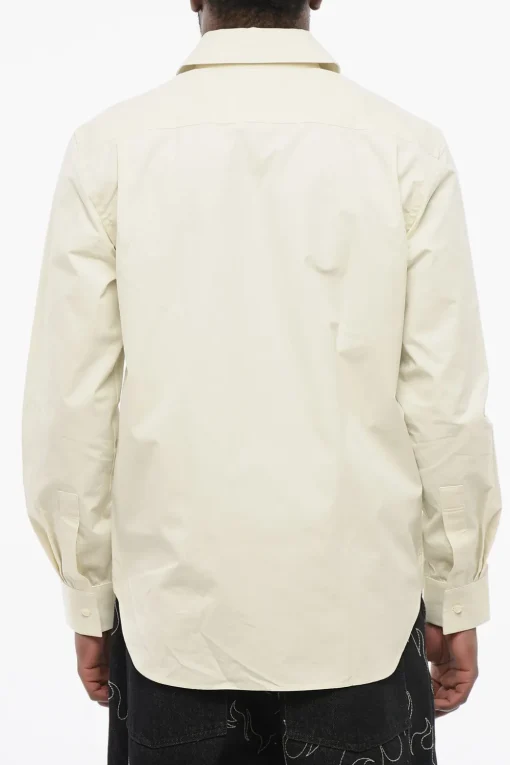Camicia in Popeline di Cotone con Collo Francese>Burberry Hot