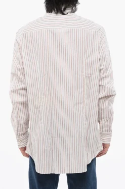 Hot Camicia in Popeline di Cotone con Motivo Bayadere Uomo Camicie