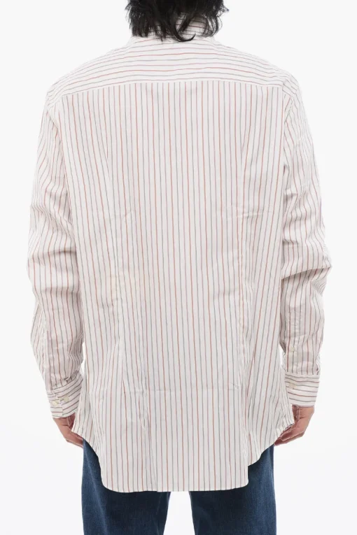 Hot Camicia in Popeline di Cotone con Motivo Bayadere Uomo Camicie