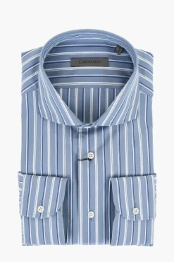 Discount Camicia in Popeline di Cotone a Righe Balanced Uomo Camicie