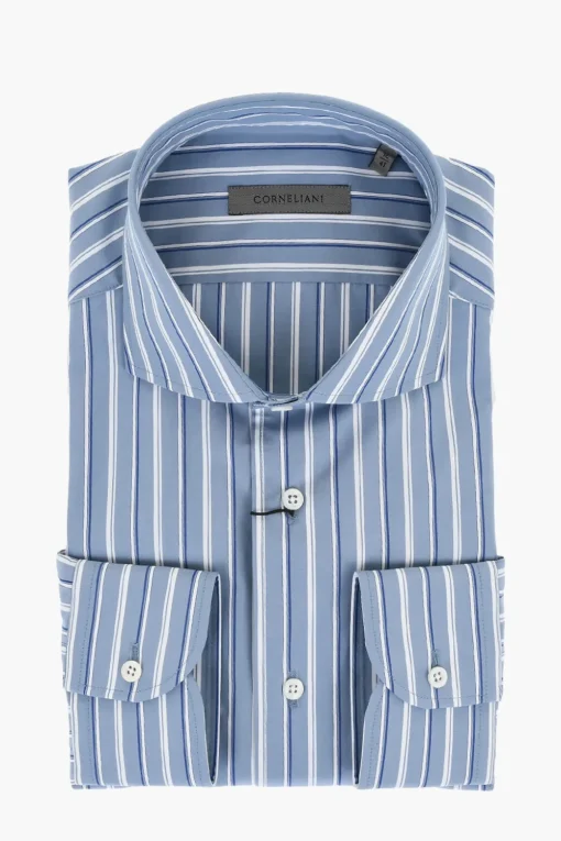 Discount Camicia in Popeline di Cotone a Righe Balanced Uomo Camicie