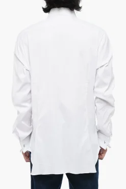 Fashion Camicia in Popeline di Cotone con Collo Francese Uomo Camicie