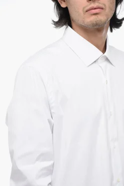 Fashion Camicia in Popeline di Cotone con Collo Francese Uomo Camicie