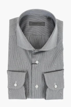 Camicia in Popeline di Cotone a Righe Hairline>Corneliani Hot