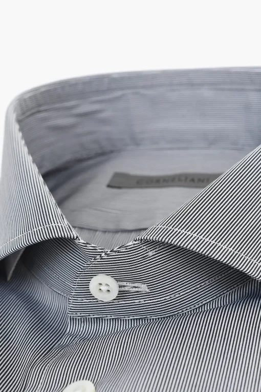 Camicia in Popeline di Cotone a Righe Hairline>Corneliani Hot