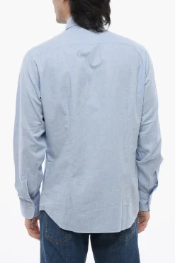 Camicia in Popeline di Cotone con Collo Francese>Alessandro Gherardi Discount