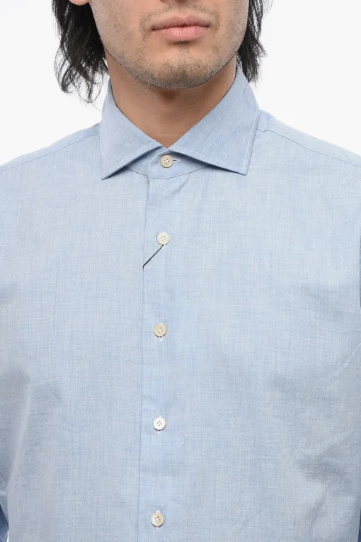 Camicia in Popeline di Cotone con Collo Francese>Alessandro Gherardi Discount
