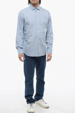 Camicia in Popeline di Cotone con Collo Francese></noscript>Alessandro Gherardi Discount