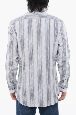 Discount Camicia in Popeline di Cotone con Motivo Bayadere Uomo Camicie