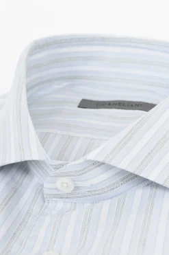 Camicia in Popeline di Cotone a Righe Balanced>Corneliani New