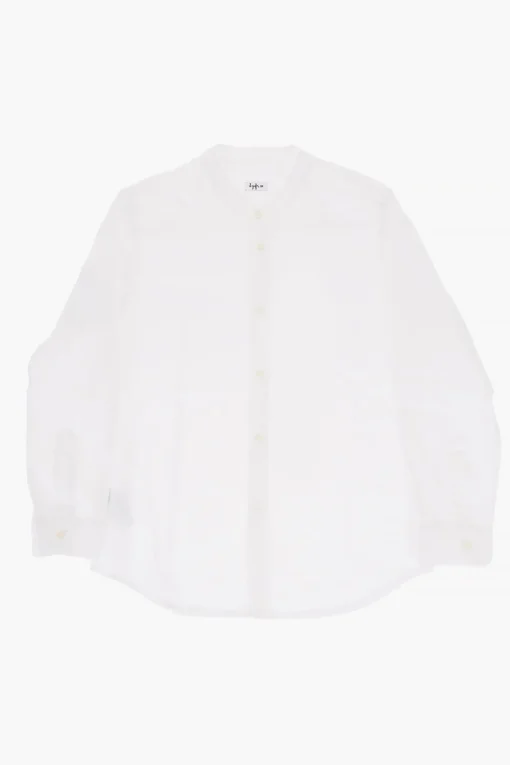 Clearance Camicia in Popeline di Cotone con Collo Coreano Bambino Abbigliamento