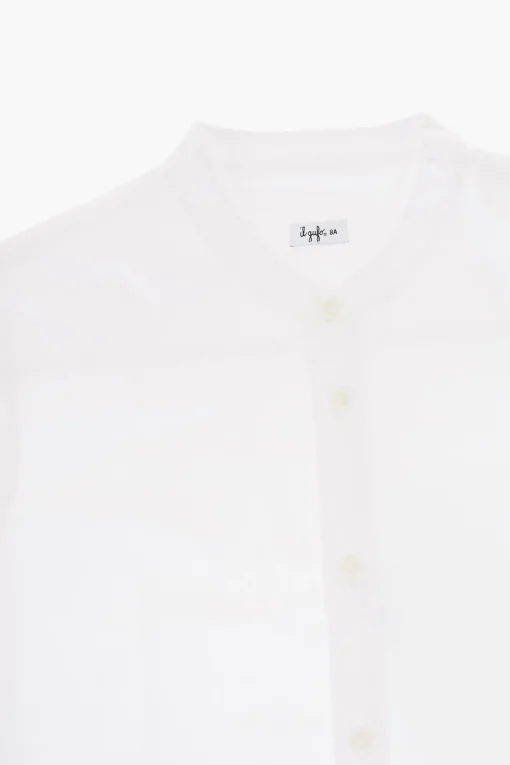Clearance Camicia in Popeline di Cotone con Collo Coreano Bambino Abbigliamento