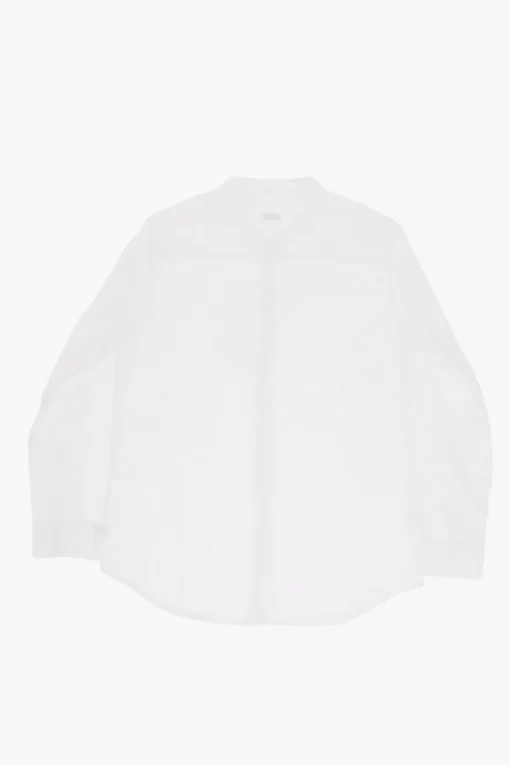 Clearance Camicia in Popeline di Cotone con Collo Coreano Bambino Abbigliamento