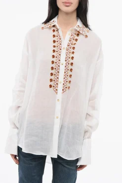Camicia in Ramie Ricamata>Ermanno Scervino Outlet