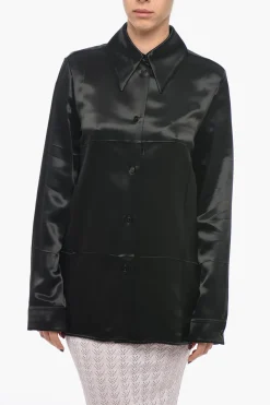 Camicia in Satin con Collo Italiano>Jil Sander New