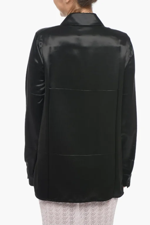 Camicia in Satin con Collo Italiano>Jil Sander New