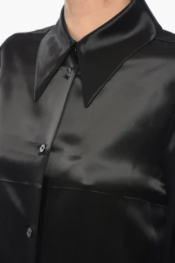Camicia in Satin con Collo Italiano></noscript>Jil Sander New