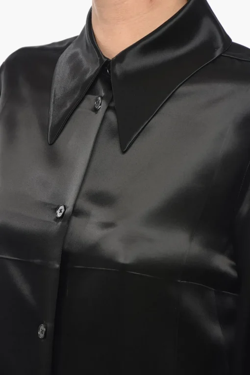 Camicia in Satin con Collo Italiano>Jil Sander New