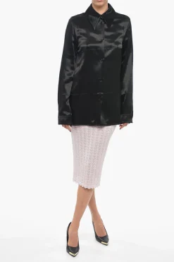 Camicia in Satin con Collo Italiano></noscript>Jil Sander New