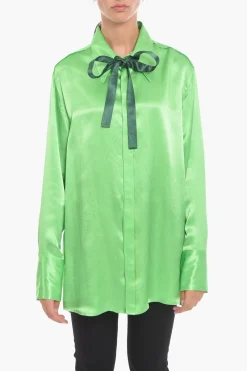 New Camicia in Satin con Dettaglio da Allacciare Donna Camicie