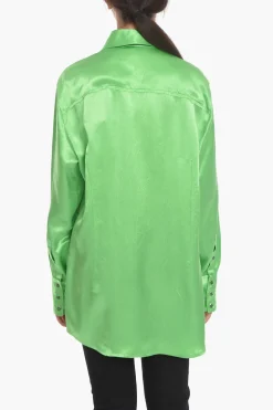 New Camicia in Satin con Dettaglio da Allacciare Donna Camicie
