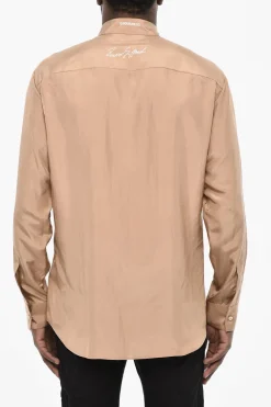 New Camicia in Satin Con Stampa a Contrasto Uomo Camicie