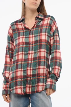 Best Camicia in Satin EASY DEAN con Motivo Tartan Donna Camicie