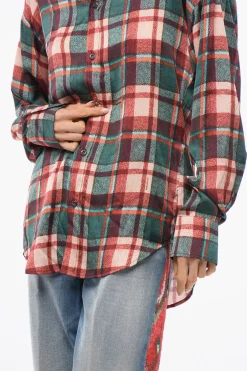 Best Camicia in Satin EASY DEAN con Motivo Tartan Donna Camicie