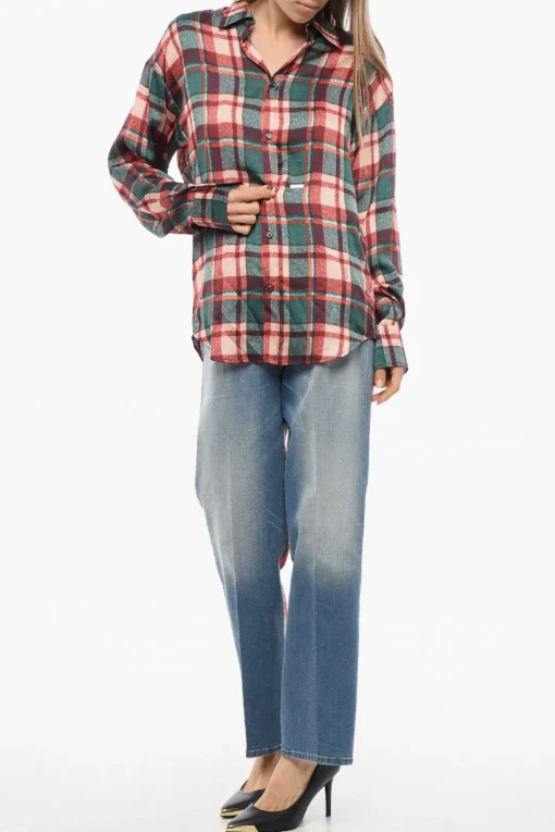 Best Camicia in Satin EASY DEAN con Motivo Tartan Donna Camicie