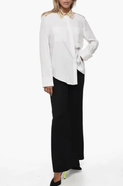 Camicia in Seta con Colletto Effetto Maculato></noscript>Krizia Best