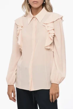 Camicia in Seta con Maniche Ruffle>Chloe Fashion