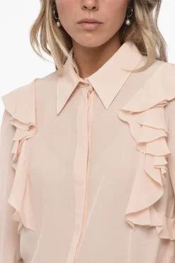 Camicia in Seta con Maniche Ruffle></noscript>Chloe Fashion
