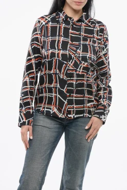 Clearance Camicia in Seta con Motivo a Quadri Donna Camicie