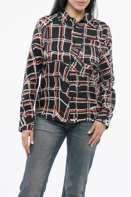 Clearance Camicia in Seta con Motivo a Quadri Donna Camicie