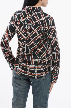 Clearance Camicia in Seta con Motivo a Quadri Donna Camicie