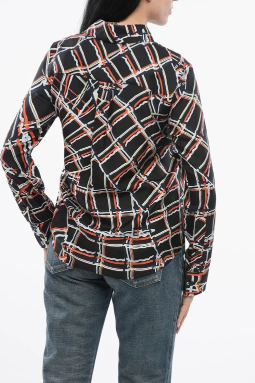 Clearance Camicia in Seta con Motivo a Quadri Donna Camicie