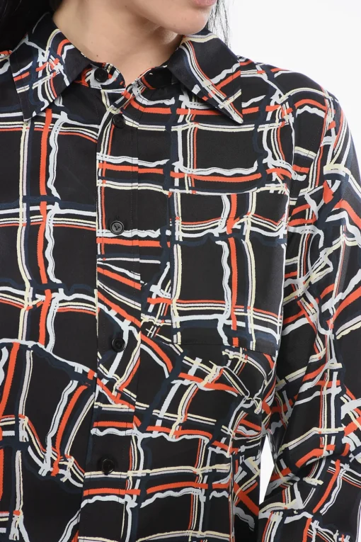 Clearance Camicia in Seta con Motivo a Quadri Donna Camicie