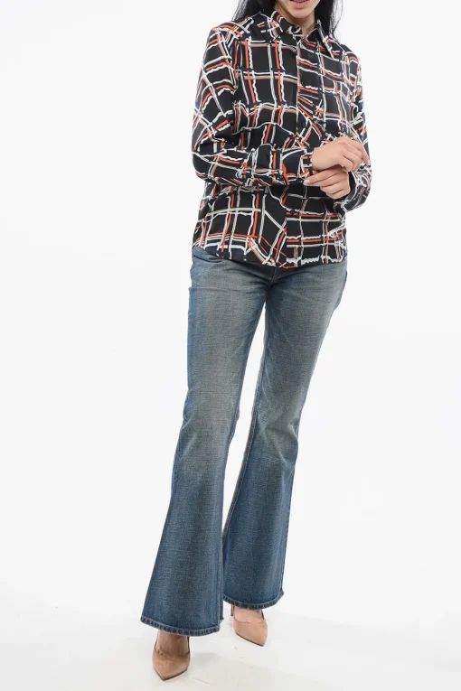 Clearance Camicia in Seta con Motivo a Quadri Donna Camicie
