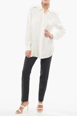 Discount Camicia in Seta con Orlo Curvo Donna Camicie