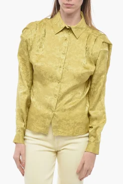New Camicia in Seta Damascata con Spalline Imbottite Donna Camicie