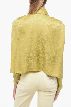 New Camicia in Seta Damascata con Spalline Imbottite Donna Camicie