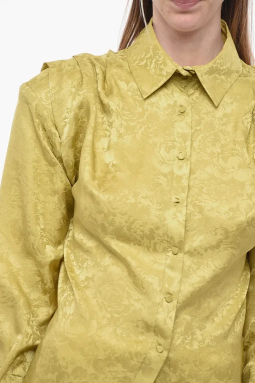 New Camicia in Seta Damascata con Spalline Imbottite Donna Camicie
