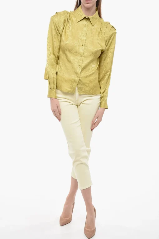 New Camicia in Seta Damascata con Spalline Imbottite Donna Camicie
