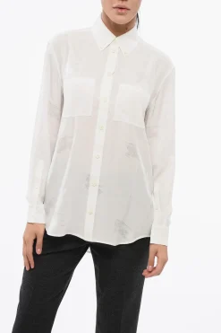 Camicia in Seta IVANNA con Stampa Logo>Burberry Clearance