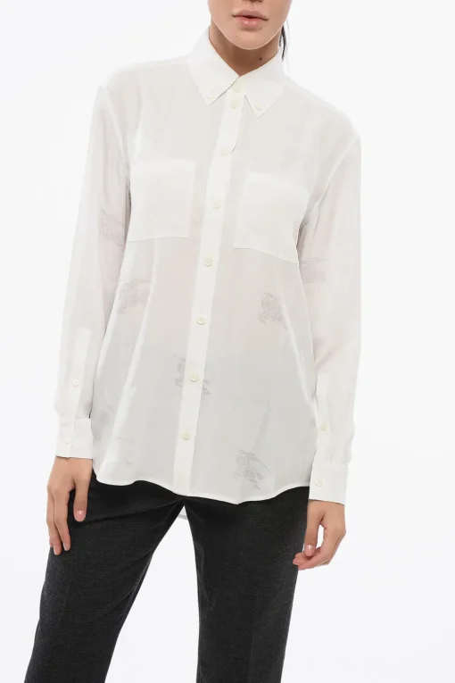 Camicia in Seta IVANNA con Stampa Logo>Burberry Clearance