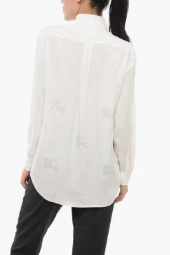Camicia in Seta IVANNA con Stampa Logo>Burberry Clearance