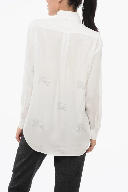 Camicia in Seta IVANNA con Stampa Logo>Burberry Clearance