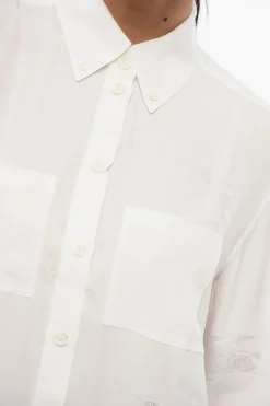 Camicia in Seta IVANNA con Stampa Logo></noscript>Burberry Clearance